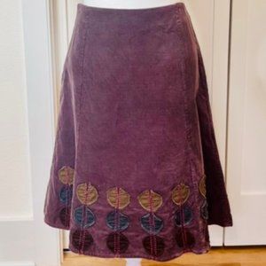 Boden Purple Corduroy A-Line Side Zip Skirt 8
